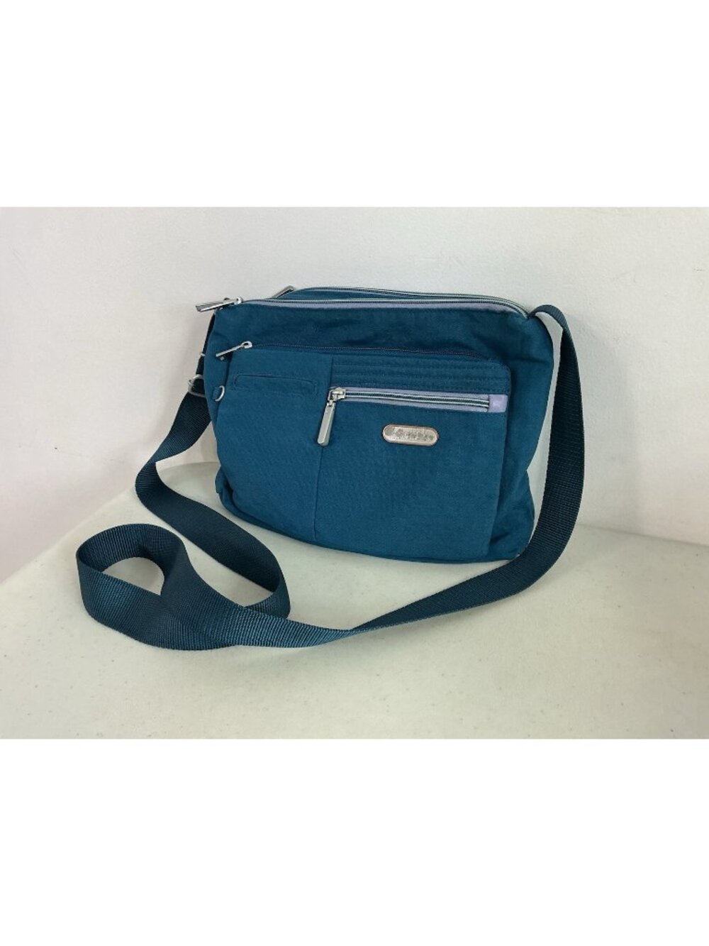 Beside-U Blue Multi-Pocket Crossbody Bag Travel Purse RFID Ready